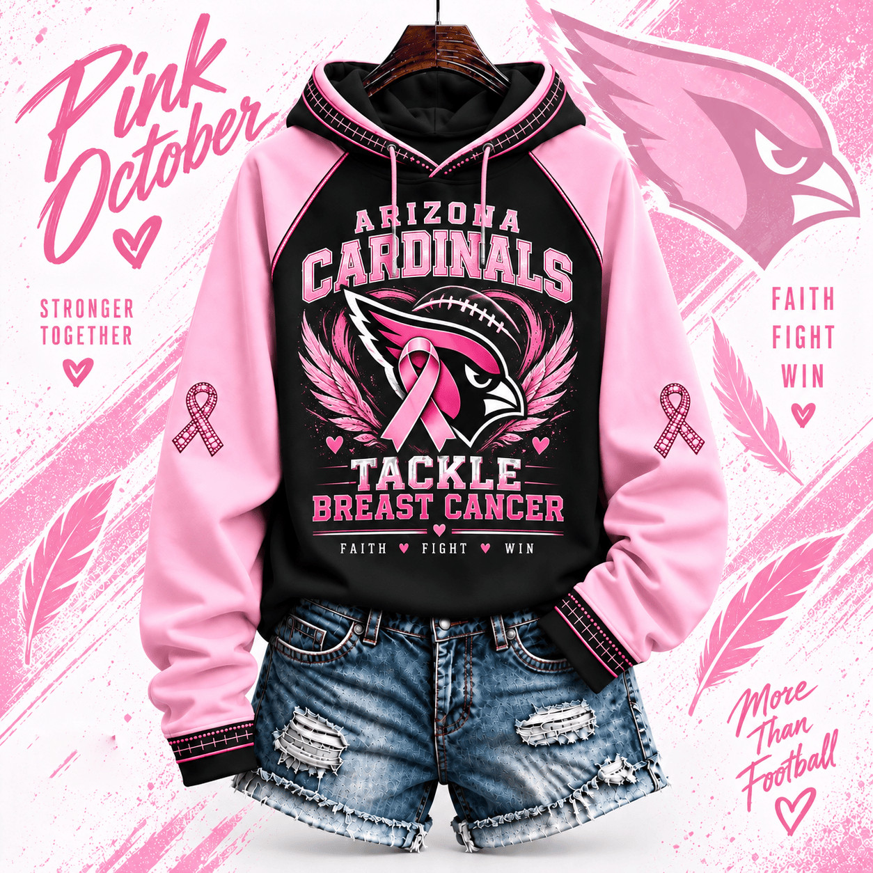 Arizona Football x Breast Cancer Awareness Hoodie October We Wear Pink Clothes Gift For Her - Gypsysystersgift