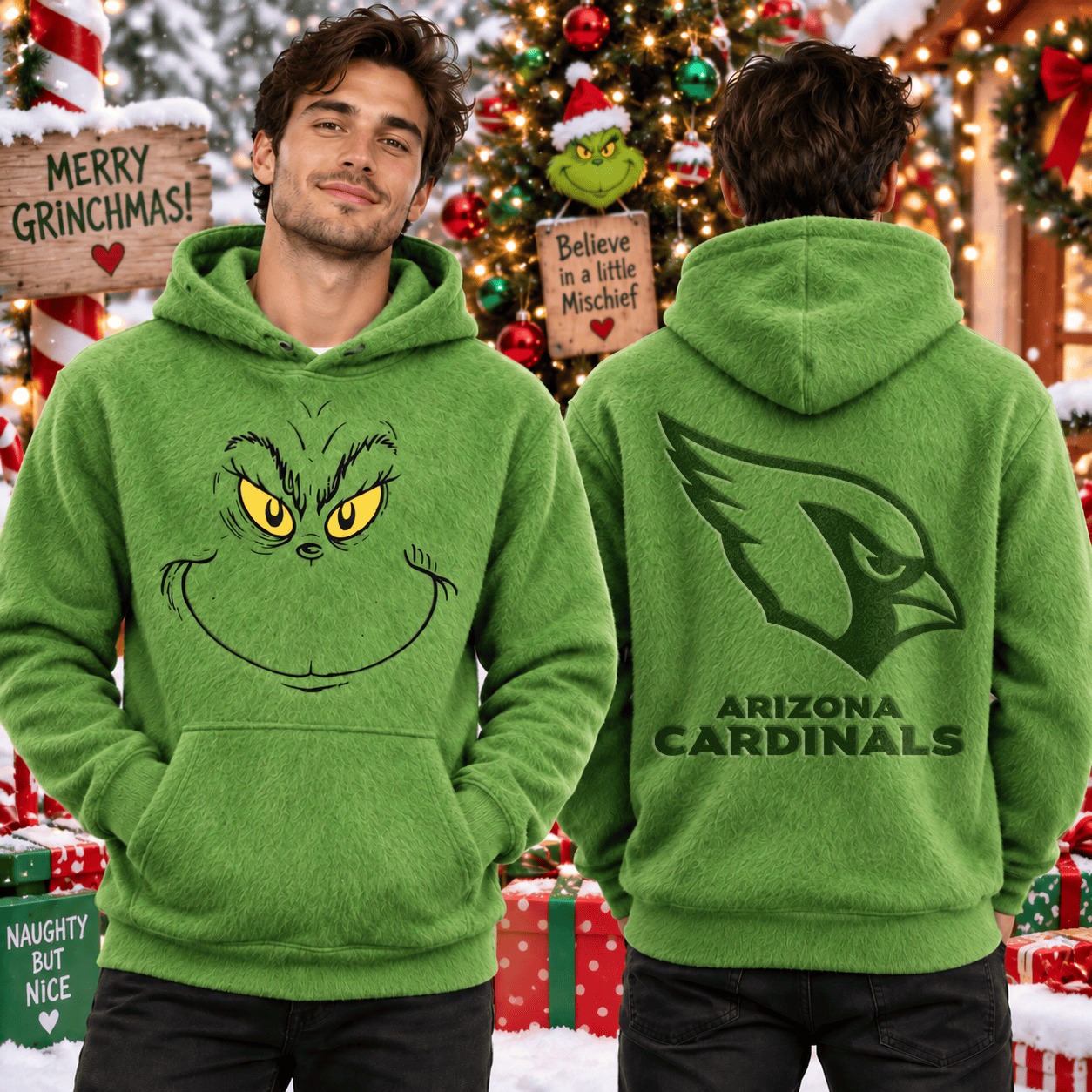 Arizona Football x Grinch Christmas Hoodie Cardinals Match Day Clothes Gift For Dad - Gypsysystersgift
