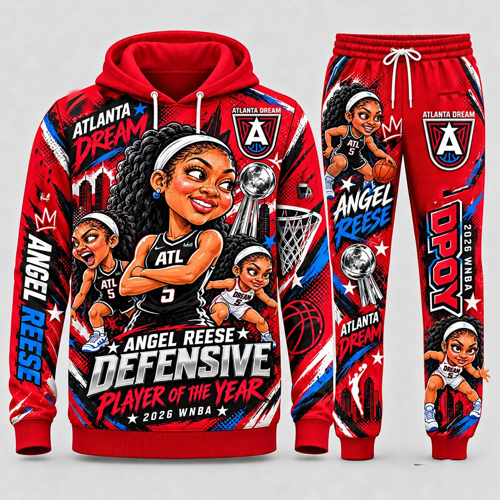 Atlanta Dream Merch Angel Reese Atlanta Dream Chibi Hoops And Sweatpants Fans Gift Idea - Gypsysystersgift