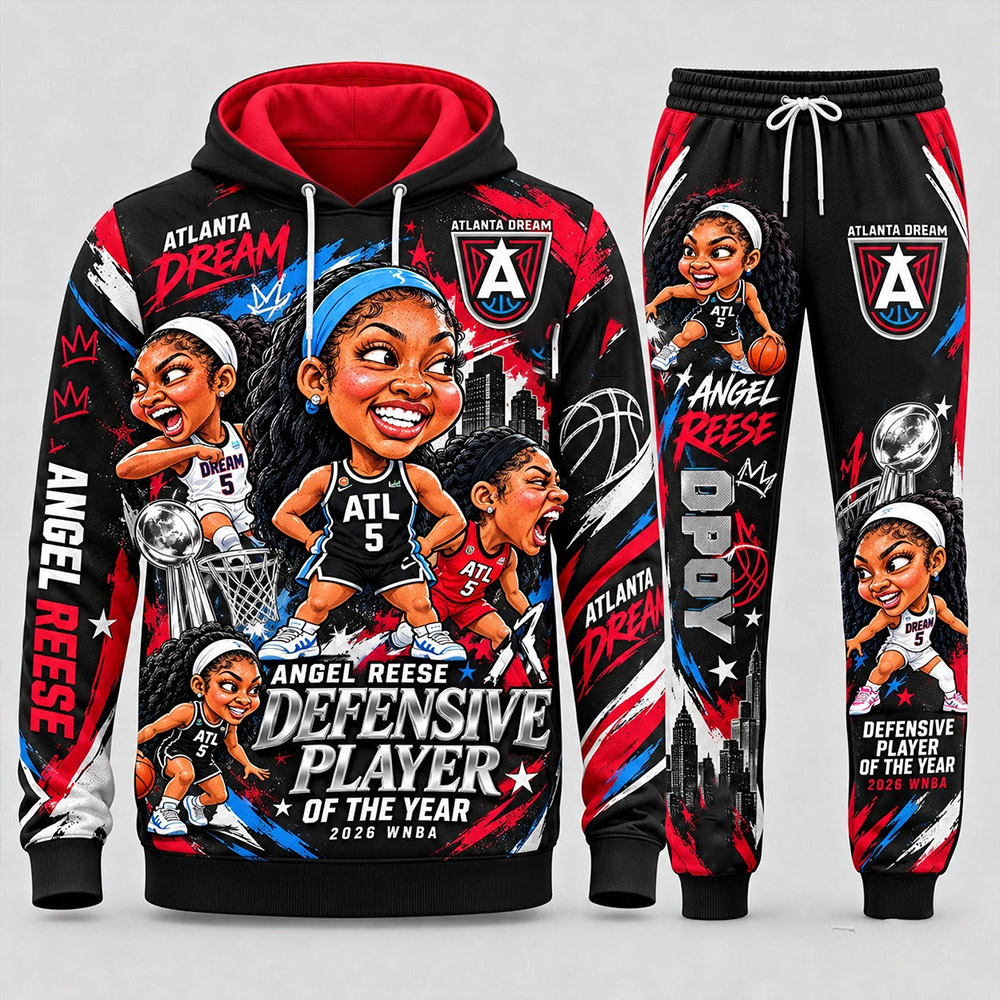 Atlanta Dream Merch Angel Reese Atlanta Dream Chibi Hoops And Sweatpants Game Day Gift - Gypsysystersgift