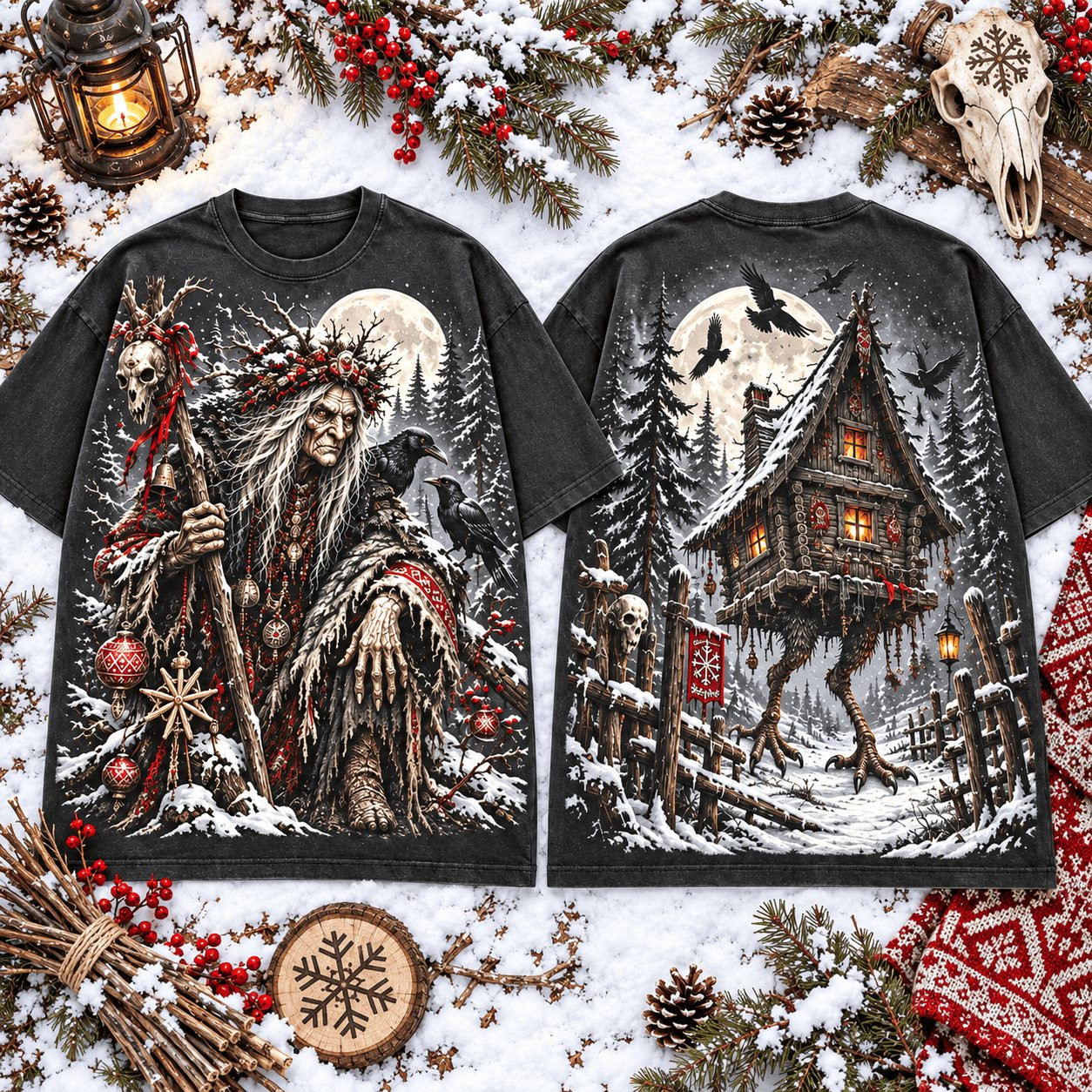 Baba Yaga Dark Winter Christmas Merch T-Shirt Christmas Witch Clothes Gift Ideas - Gypsysystersgift
