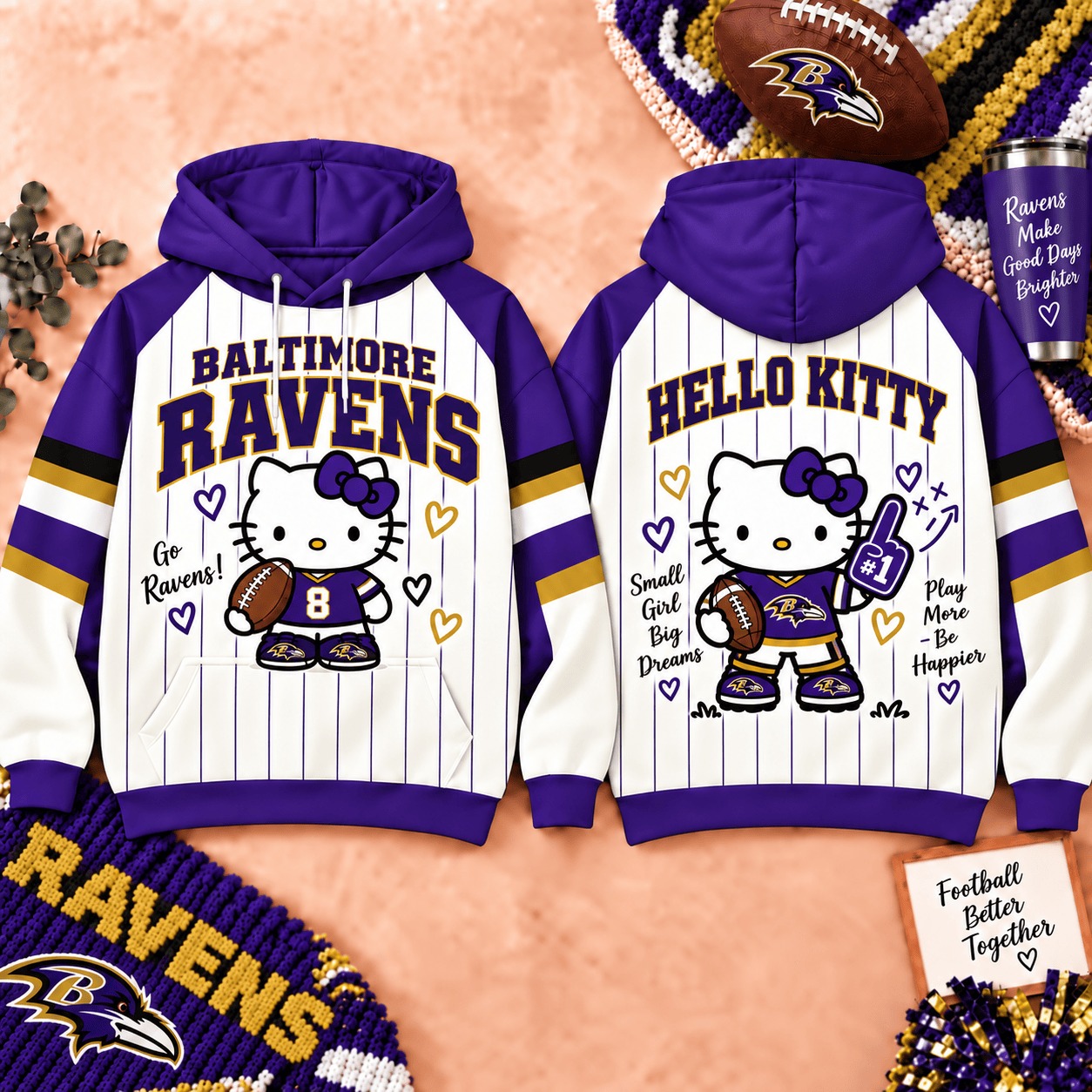 Baltimore Ravens Hello Kitty Hoodie Baltimore Ravens Gear Gift For Fans - Gypsysystersgift