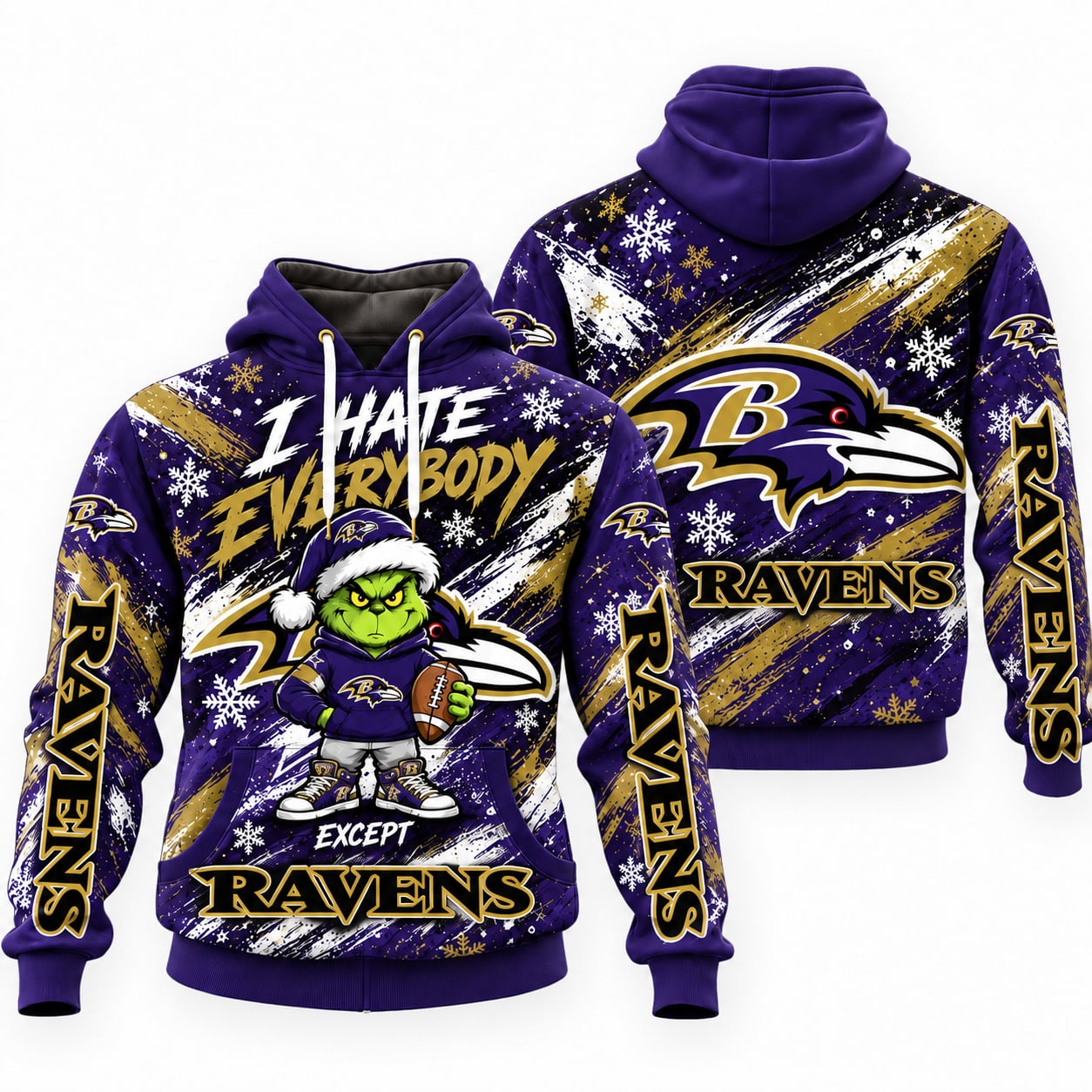 Baltimore Ravens x Grinch Christmas Hoodie Grinch Ravens Football Apparel Best Gift Ideas - Gypsysystersgift